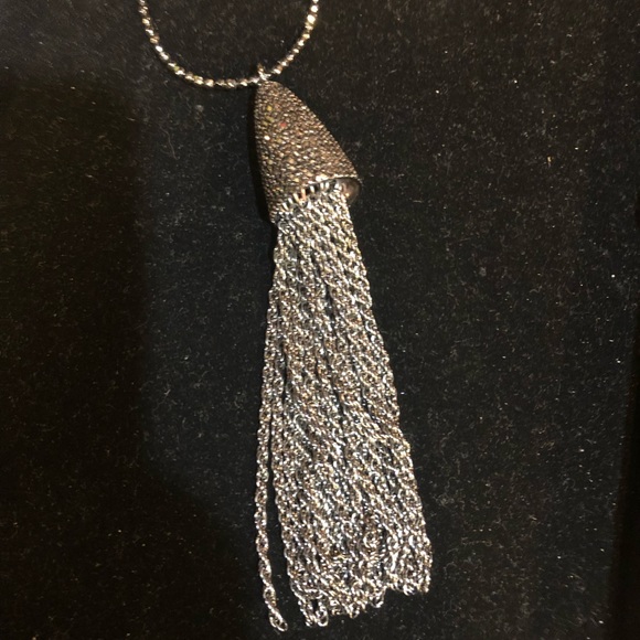 Faceted Hematite & Marcasite Tassel Long Necklace - Picture 5 of 13